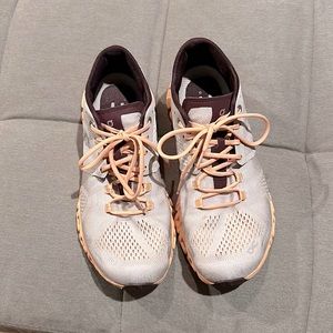 On Cloud X Running Shoe - Women's 7 Silver Almond Grey Peach Maroon Athletic